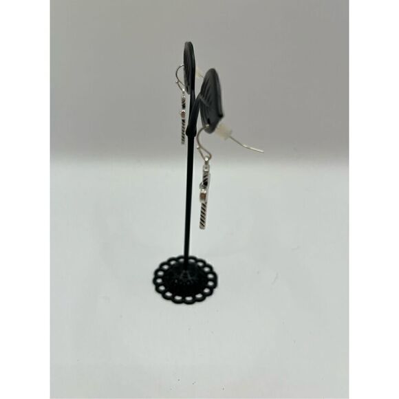 Kim Rogers Cross Silver Tone Antique Textured Dangle Earrings - Picture 7 of 7